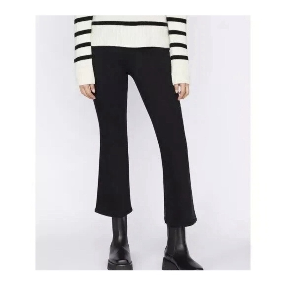 FRAME Jetset Crop Mini Boot Pintuck Jeans Sheen Noir Black High Rise 0